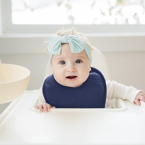 Konssy Muslin Baby Bibs 8 Pack Baby Bandana Drool Bibs Cotton for Unisex Boys and Girls, Soft Absorbent Set for Teething and Drooling - color: Sage