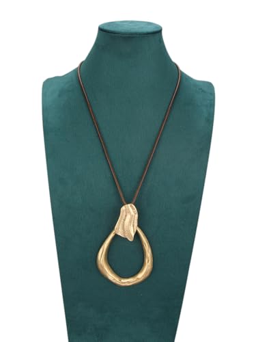 Bohemian Necklaces for Women Long Leather Necklace with Large Pendant Chunky Boho Hippie Jewelry Pendant Chocker Necklace - style: Bohemian Layered Necklace