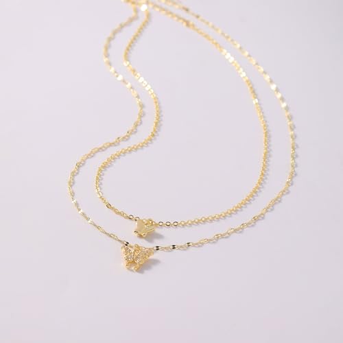 LLWOM Gold Necklace for Women-14k Gold Plated Infinity Necklace Star Of David Necklace Evil Eye Cross Pendants Heart Dainty Gold Necklace For Women - color: Gold, style: Cz Bufferfly