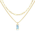 Dainty Gold Charm Necklaces for Women Non Tarnish, 14K Trendy Blue Green Cubic Zirconia Emerald Pendant Birthstone Necklaces Birthday Gifts for Women Waterproof Jewelry - color: 12-December(Tanzanite)
