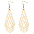 Handmade Wood Triangle Rhombus Hollow Geometric Dangle Drop Earrings Unique Presonalized Retro Gold Hook Earrings For Women - style: White