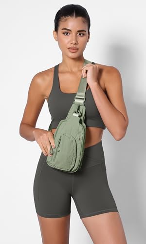 ODODOS Sling Bag with Adjustable Straps Crossbody Chest Bag Lightweight Backpack for Casual Traveling Hiking - color: Sage Grey