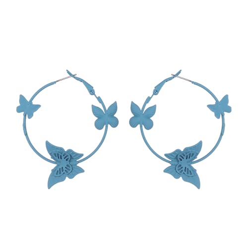 Kercisbeauty Polished Butterfly Big Hoop Earrings for Women Special Occasion Cute Jewelry - color: Green