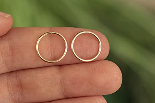 Gold Hoop Earrings Silver Hoop Earrings - Hoop Earrings For Women Two Pcs Of Thin Gold Filled Sterling Silver Hoops, Helix Hoop, Tragus Ring, Cartilage Hoop - color: Gold, style: 10mm 18 gauge / 1 pair