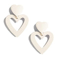 Double Heart Earrings Dangling Heart Drop Earrings For Women Love Heart Dangle Earrings Birthday Gift - color: Off White