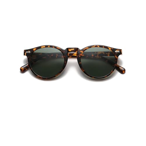 Ridering Kids Polarized Round Sunglasses,Cute Retro Sun Glasses for Toddler Girls Boys Party Beach Shades Age 3-9 - color: Black+c4 Tea Leopard+c6 Leopard