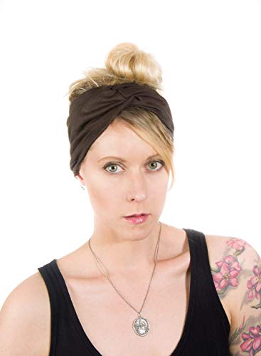 Twist Headband Extra Wide Scrunch Turban (Brown) - color: Brown