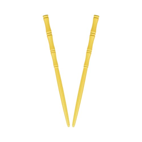 Carved Wooden Hair Sticks Set, Traditional Hair Chopsticks, 7 inches, 2 Pack, Vintage Style (Yellow) - color: Yellow