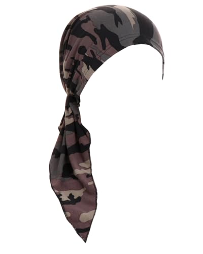 Chemo Headwear for Women Pre-Tied Head Scarf Headwraps Soft Turbans Cancer Hats Chemo Beanie Coverings Scarves - color: Green Camouflage