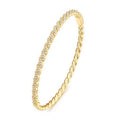 Turandoss Gold Bangle Bracelets for Women - Dainty 14K Gold Plated Tennis Bangle Bracelet Personalized Cubic Zirconia Oval Cuff Bracelets Jewelry Gifts - color: Half CZ Bangle - Twisted Tennis