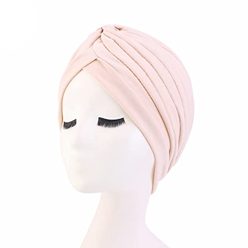 beauty YFJH Women's Cotton Turban Head Wrap Cancer Chemo Beanies Cap Headwear Cap Bonnet Hair Loss Hat - color: Light Khaki
