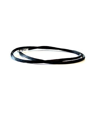Black Silk Satin Silver Clasp Cord Chain Necklace 14" 16" 18" 20" 22" 24" 30" 36" 40"