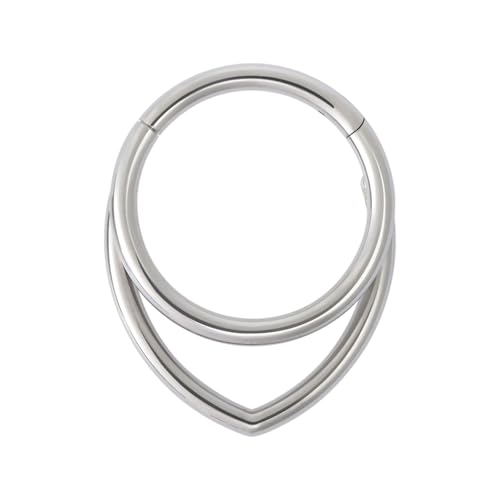 16G Titanium Septum Rings Double Septum Jewelry Daith Piercing Jewelry Silver Gold Hinged Segment Helix Clicker Piercing Jewelry 8 mm 10 mm Seamless Ring Hypoallergenic Jewellery for Her - color: Silver, size: 10mm