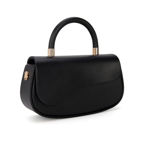 Milan Chiva Small Top Handle Purse for Women Elegant Crossbody Bag with Adjustable Strap for Evening Party & Daily Use - color: Black