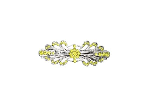 Faship Citrine Yellow Small Mini Floral Hair Barrette Clip - color: Yellow / Citrine color