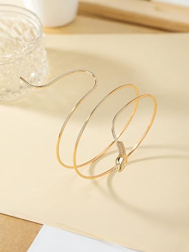 Gold Snake Upper Arm Cuff Bracelet for Women Minimalist Swirl Arm Cuff Bangle Chic Coil Arm Cuffs Armband Layered Wave Cuffs Armlet Statement Egyptian Jewelry Trend Bracelets For Party