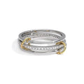 Stackable Gold Rings for Women 18K Gold Plated Interlocking Ring Stack Set Gold Silver Mixed Metal Statement Rings Dainty Cubic Zirconia Fashion Connected Band for Her - size: Size 7.0-7.5