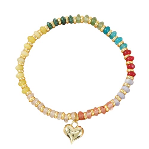 Colorful Beaded Bracelets for Women Boho Multicolor Gold Plated Beads Bracelet Adjustable Statement Bracelet Gift Summer Beaded Jewelry