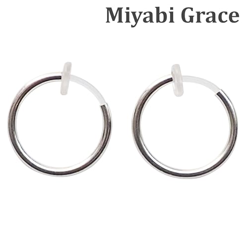 Silver Small for Women Comfortable Plastic Invisible Clip On Hoop Earrings Men Fake Nose Ring Faux Lip Septum Ring Fake Cartilage Earrings 12 mm Spike Cross Feather 15mm Unisex Gold Non Piercing Lobes - color: 15 mm Silver