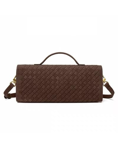 NEWBELLA Handwoven Women's Clutch Purse, Crossbody Bag with Adjustable Strap for Evening & Casual Use - color: Matted Coffee