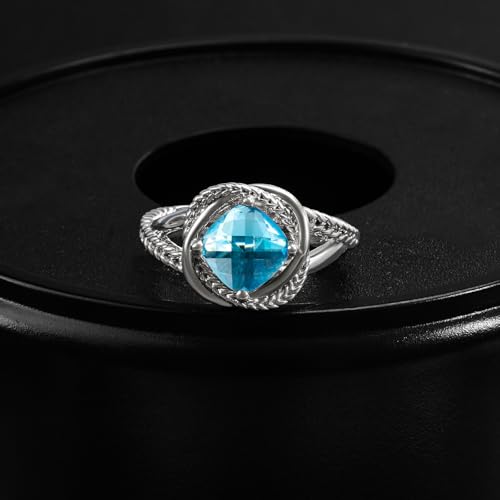 Designer Cubic Zirconia Statement Ring Antique Twisted Cable Wire Rings for Women Fashion Jewelry Gift - color: Blue