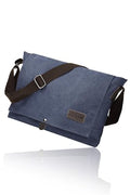 Cota's home Mens Canvas Messenger Bag, Satchel Bag for Men, Fits 14" Laptop, Compact Work Bag for Office & Travel - color: Navy Blue
