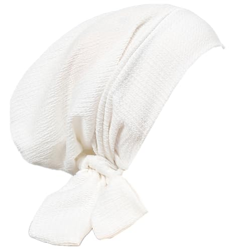 YYAOJHAO Pre Tied Bandanas Headscarf for Women - Solid Wave Chemotherapy Caps Headwrap Chemo Turban Headwear Hats - color: White