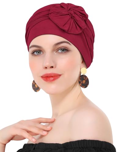 Chemo Headwear for Women Cancer Patients Lightweight Head Coverings for Hair Loss Seasonal - color: Burgundy