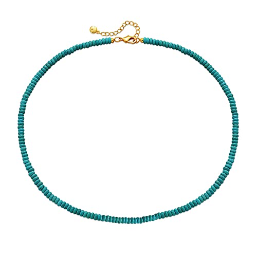 Beaded Choker Necklaces for Women 18k Gold Plated Dainty Gold Choker Necklaces for Women - style: turquoise beaded