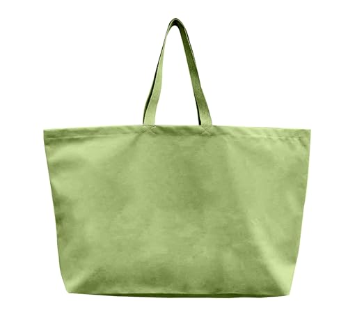 Large Canvas Tote Bag-Extra Big Shopping Beach Totes Bags Reusable Largest Grocery Plain Solid Bag 28"x8"x16" - color: Light Green