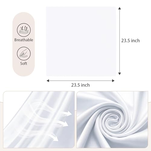 American Trends Women Silk Feeling Scarf Satin Head Scarves Square Wrap Neck Scarf Lightweight Silk Like Bandana - color: 04 White