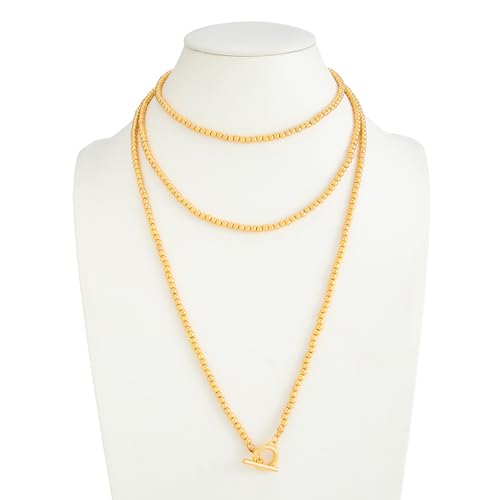 Statement Long Necklaces for Women Vintage Layered Beaded Long Chain Necklaces Boho Y Shaped Tassel Long Pearl Necklace Statement Bead Necklace Jewelry Gift for Women - style: Gold OT