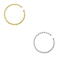 Forbidden Body Jewelry Nose Rings Set Surgical Steel Braided Hoops for Pierced and Fake Nose and Cartilage Piercings 14G-20G - style: 20g 8mm Silver/Gold Tone (2Pcs)