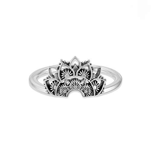 Boma Jewelry Sterling Silver Bali Style Boho Tribal Lotus Blossom Flower Ring