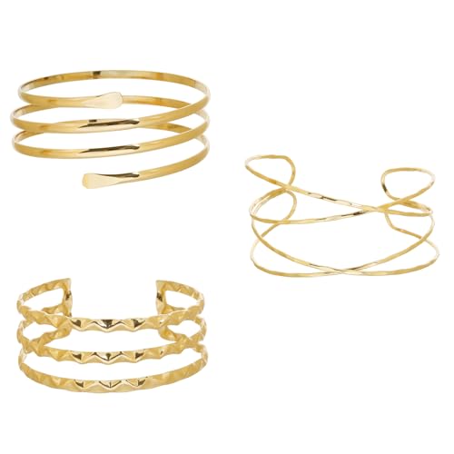 AIBFRID 3 Pcs Arm Cuff Jewelry for Women Adjustable Arm Cuff Bangle Band Armlet Upper Arm Cuff Bracelet - color: Charming