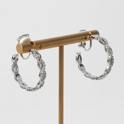 Clip On Hoop Earrings for Women,Cubic Zirconia CZ Gold Silver Plated Twisted Drop Clip On Earings for Non Pierced Ears Lightweight Jewelry Gifts - color: Silver