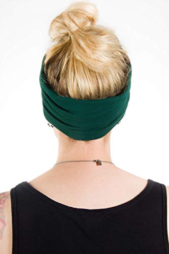 Twist Headband Extra Wide Scrunch Turban (Dark Green) - color: Dark Green