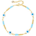 BENEIGE Women Bracelet 14K Gold Plated Paperclip Satellite Bead Ball Oval Cuba Cable Box Chain Daily Charm Layered Link Silver Bracelets Adjustable Jewelry - style: Eyes Beaded