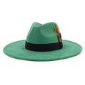 LIDHAY Big Wide Brim Fedora Hats for Women Men Western Suede Hat Panama Hat Outdoor Hats - color: Green