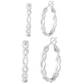 Senteria 925 Sterling Silver Post Hoops Earrings for Women Lightweight Twisted Hoop Earrings With Cubic Zirconia Hypoallergenic Silver Hoops Earrings (20/30/40/50/60MM) - color: silver-20/30mm