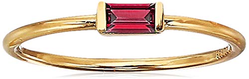 Amazon Essentials 18K Yellow Gold Plated Sterling Silver Cubic Zirconia Fashion Stackable Ring - color: Created Ruby,July, size: 8