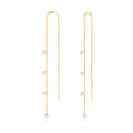 Pearl Earrings for Women, Gold Plated Huggie Hoop Drop Earrings | Hypoallergenic pearl hoop earrings designed for multiple piercings, cartilage styling and everyday wear - style: 3mm gold cz dangel earrings