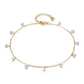 LOYATA Dainty Ankle Bracelet,14K Gold Plated Tiny Bead Anklet Dainty White Cubic Zirconia Cross Tassel Foot Chain Cute Lucky Moon Evil Eye Foot Jewelry Boho Anklets for Women - color: CZ