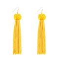 Tassel Dangle Earrings for Women, Handwoven Knot Top Boho Fringe Earrings Lightweight Long Drop Earrings with French Hook, Fashion Statement Jewelry for Party Vacation Daily Wear - color: yellow
