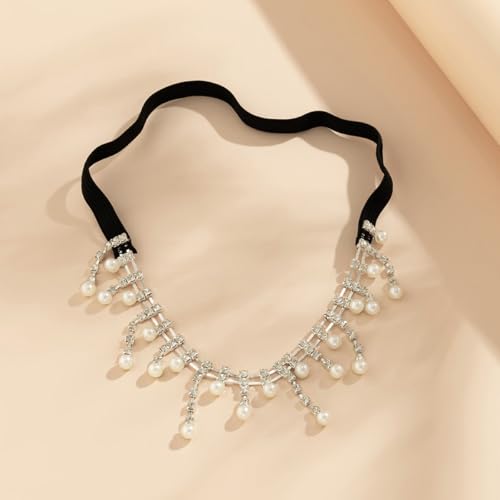 Amosfun Elastic Thigh Chain Jewelry for Women Leg Chain with Faux Pearl Tassel for Party and Casual Wear