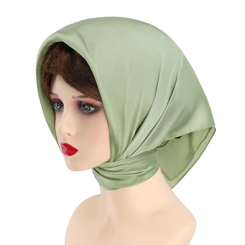 vimate Head Scarf for Women Hair 27'' Square Satin Silk Feeling Bnadana Neck Scarf Handbag Accessories Etc - color: C71#. Light Green