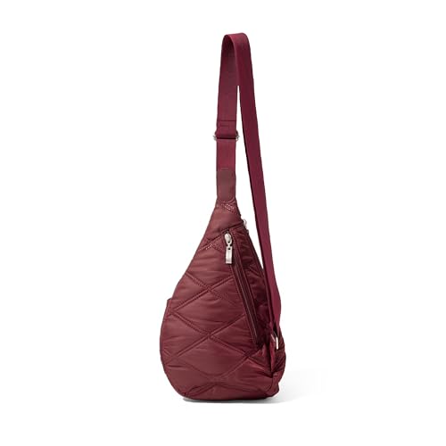 Baggallini Mini Sling - 12x7 Sling Crossbody Bag Backpack with Adjustable Shoulder Strap - color: Dark Cherry Quilt