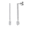 Gem Stone King 14K White Gold Gemstone Birthstone and White Lab Grown Diamond Long Liner Dangle Earrings for Women | Marquise 6X3MM | White Gold Chain Drop Earrings - style: Lab Grown Diamond, April
