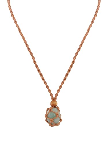 MINACHI Boho Macrame Necklace with Green Aventurine Stone, Handmade Adjustable Rope Pendant, Vintage Hippie Jewelry for Women - style: Necklace NECK.002