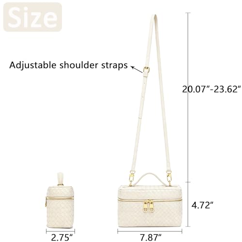 Trendy Shoulder Bags for Women Mini L19 Square Box Satchel Bag Cute PU Leather Crossbody Purse with Adjustable Strap - color: Beige